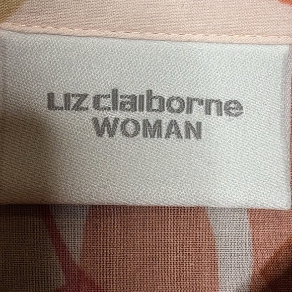 Liz Claiborne Woman 2X Blouse Button Front Floral Print 100% Cotton Long Sleeve - Picture 11 of 15